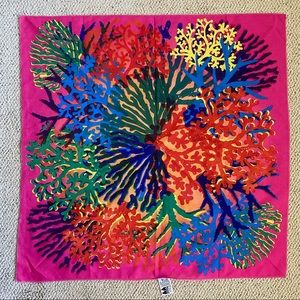 LUSH Multi-color Neon Coral Design Knot-Wrap Scarf